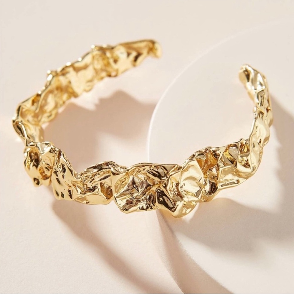 Amber Sceats 24 Karat Crushed Gold Emery Cuff Bracelet, NWT, One Size, MSRP $178
